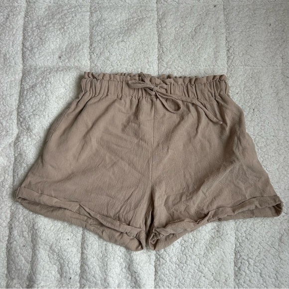 SHEIN Pants - SHEIN Tan High Waist Shorts with Elastic Waistband
